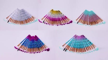 20 sets of diamond transparent handle eye shadow makeup tool