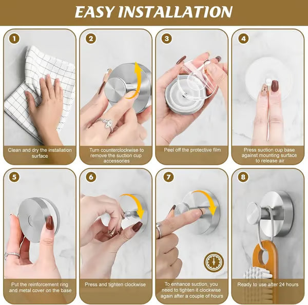 🔥Versatile Suction Hooks – Non-Slip, Waterproof, and Perfect for Bathroom & Kitchen Storage